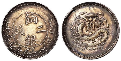 1910年新疆饷银二钱银币一枚（Lin&Ma824号）