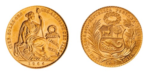 1964年秘鲁金币一枚