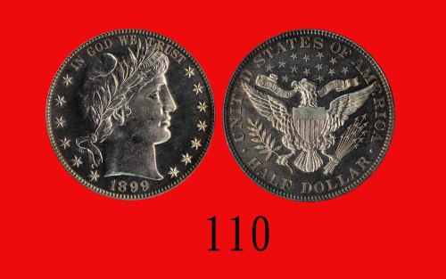 1899年美国精铸银币半元U.S.A.: Silver Proof Half Dollar, 1899, Barber. PCGS PR62