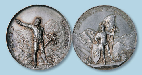 1888年、1889年瑞士民间英雄银质纪念章各一枚