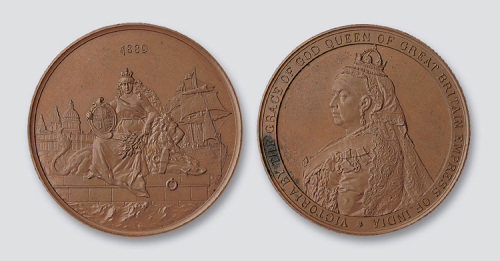 大英帝国1889年维多利亚女王肖像纪念铜章