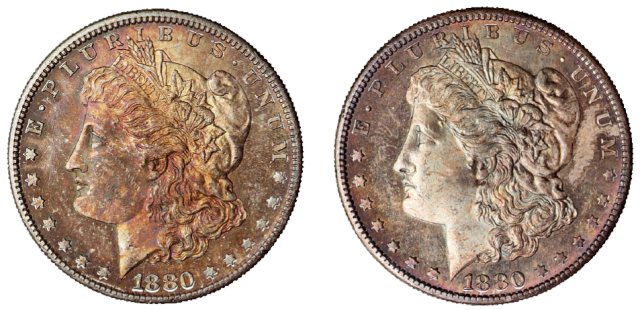 1880年美国摩根银币二枚
