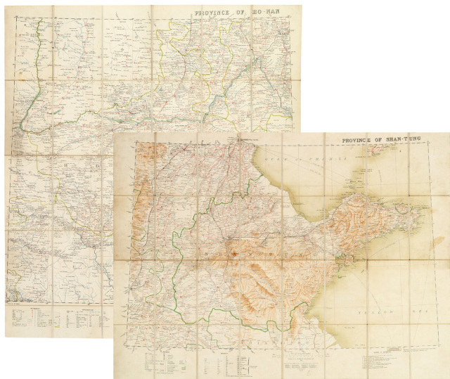 M 1905年英国印行之山东省、河南省彩色地图各一件