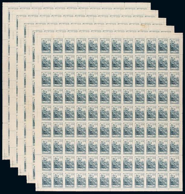 ★1954年特10“无缝钢管厂”邮票400元一百零八枚全张五件