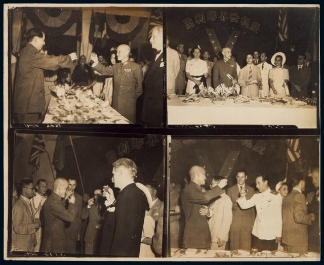 P 1945年9月4日毛泽东、蒋介石黑白照片四张