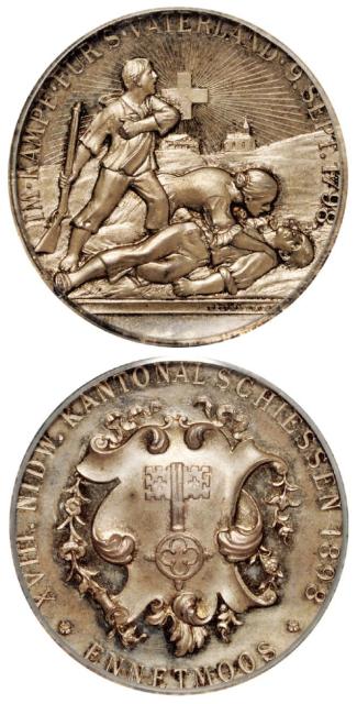 1898年瑞士艾内摩斯射击节纪念银章/PCGS SP64