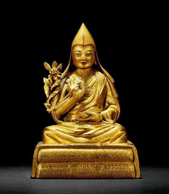  清乾隆（十八世纪） 铜鎏金一世达赖喇嘛根敦主巴