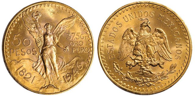1946年墨西哥鹰洋50比索金币