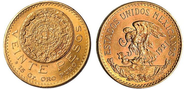 1921年墨西哥鹰洋20比索金币