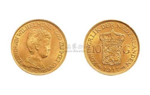 1917年荷兰10盾金币
