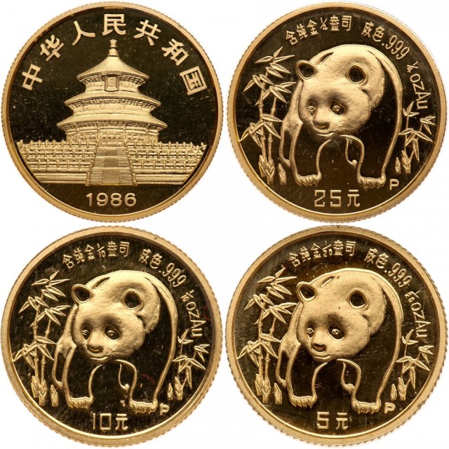 1986年熊猫P版精制纪念金币1/4盎司 完未流通