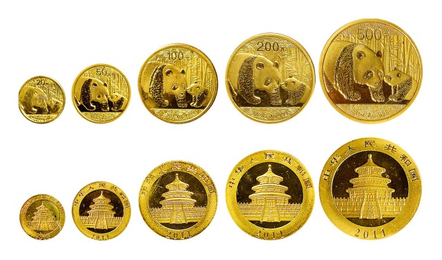 2011年熊猫纪念金币全套五枚 完未流通