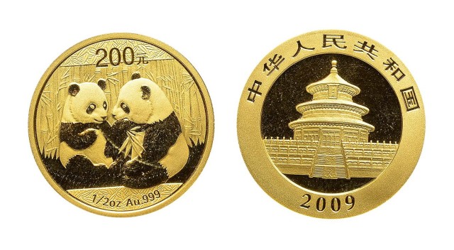 2009年熊猫纪念金币1/2盎司 完未流通