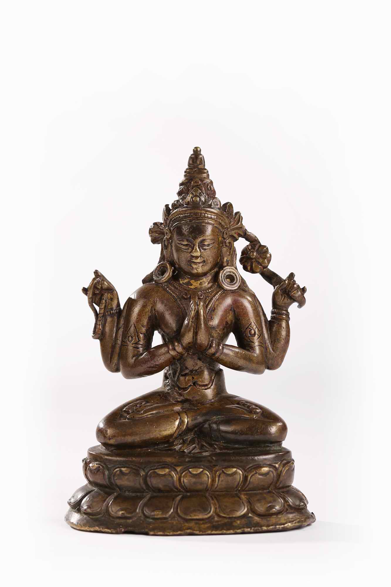 西藏 12世纪四臂观音佛像