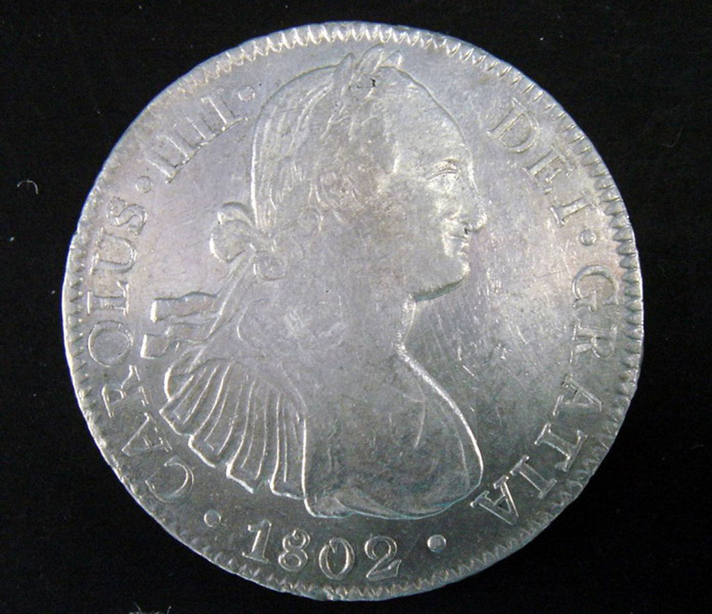 1802年西属墨西哥“双柱”银币一枚