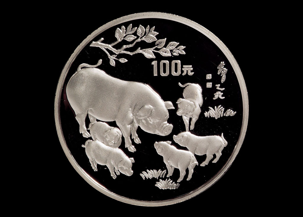 1995年已亥猪年纪念银币一枚