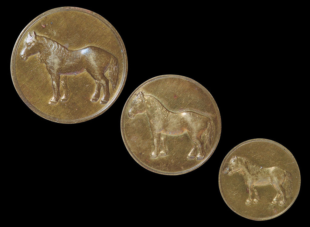 民国时期天津造币厂铸造马钱单面样币三枚