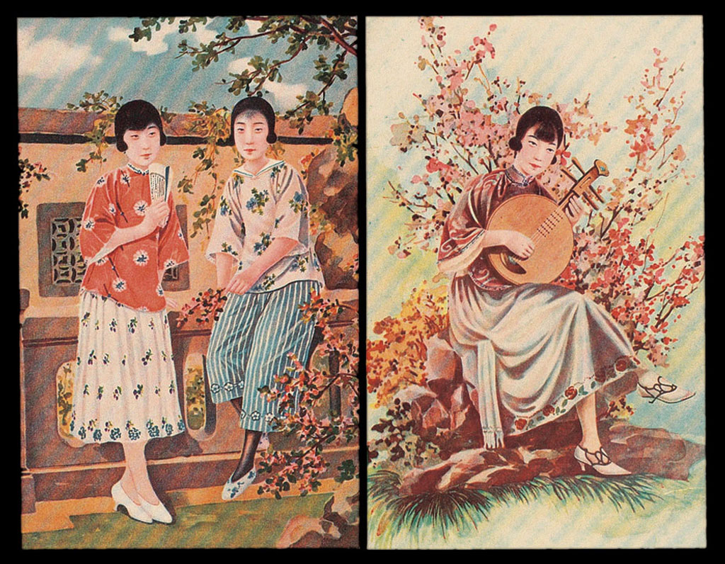 PPC 民国时期日本印制《中华民国当世美人风俗》彩色明信片一组八枚