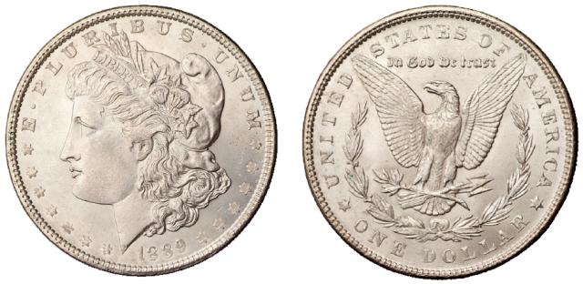 1889年美国摩根银币一枚