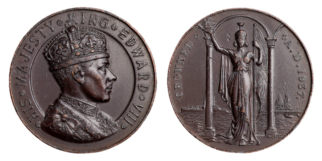 1937年英国爱德华八世登基铜质纪念章一枚