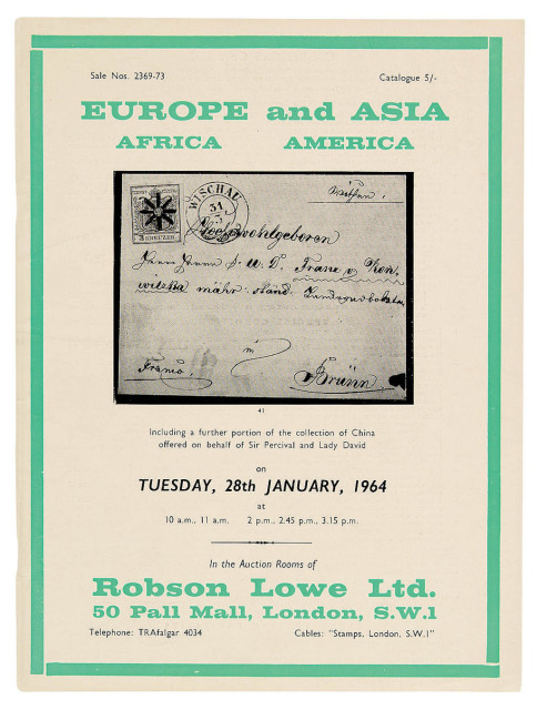 L 1964年英国伦敦Robson Lowe公司举办大卫德爵士夫妇(Sir Percival & Lady David)华邮专集第一次拍卖目录