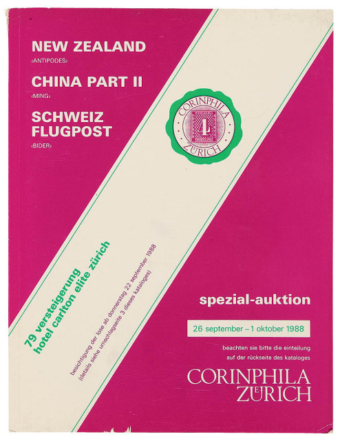 L 1988年瑞士苏黎士Corinphila公司举办霍康伯(Peter Holcombe)珍藏之华邮专集(“Ming”Collection)第二次拍卖目录