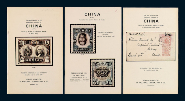 L 1971-1972年英国伦敦Robson Lowe公司举办高达医生(Dr.Warren G. Kauder)收藏中国邮票专场拍卖图录三册