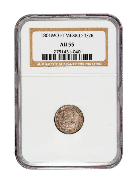 1801年墨西哥卡洛斯1/2R银币一枚