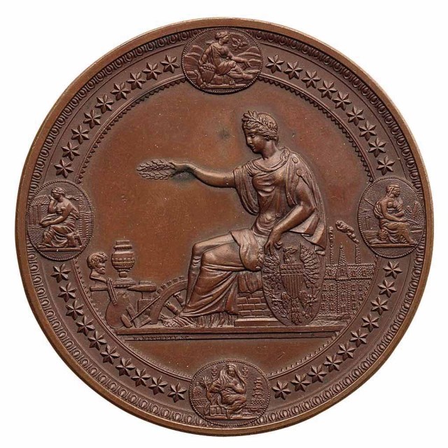 1876年美国费城世博会（美国百年独立纪念世界博览会）官方颁发正式大型奖章一枚