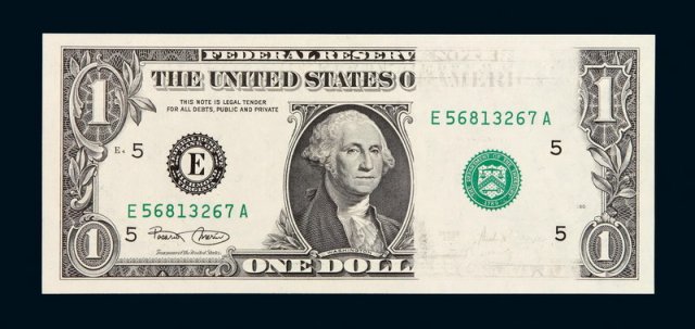 2001年一美元纸币一枚