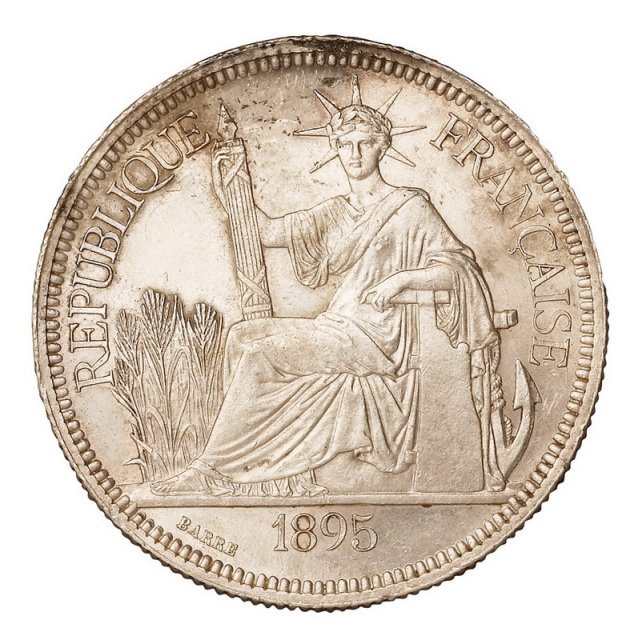 1895年法属印度支那“坐洋”壹圆银币一枚