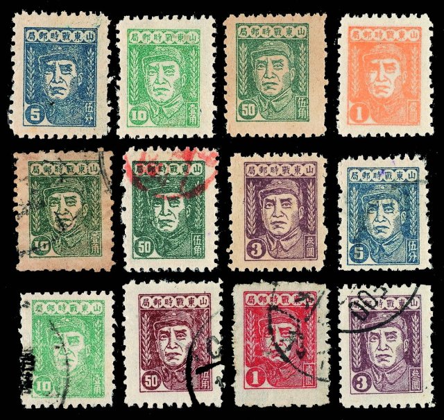 ○1945年华东区第一版、第二版朱德像邮票一组十二枚