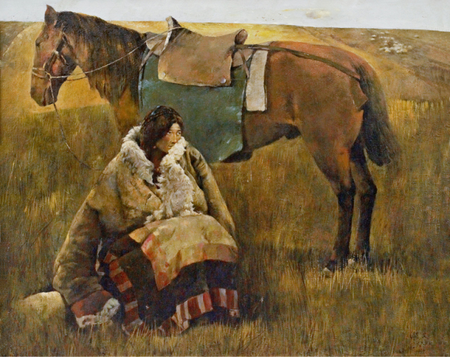 郭润文 藏女和她的马  