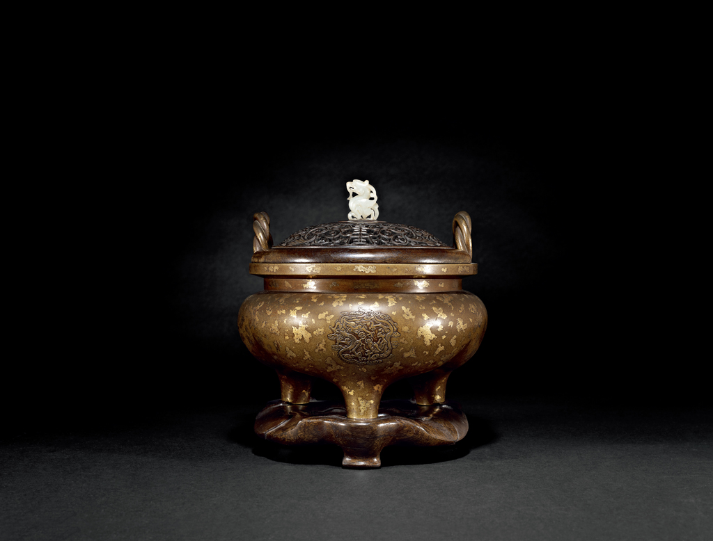 清早期铜点金錾刻团龙纹索耳鬲式炉图片及价格- 芝麻开门收藏网