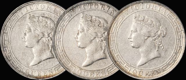 1866-1868香港壹圆银币/PCGS三枚