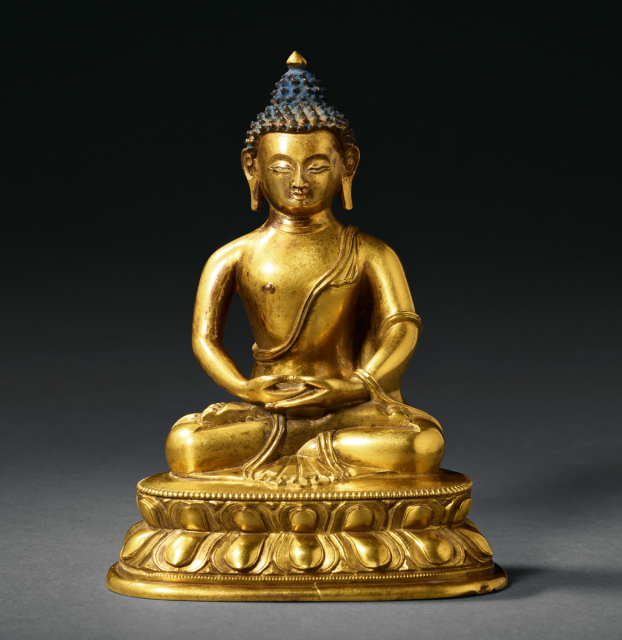 清乾隆 铜鎏金释迦牟尼佛坐像