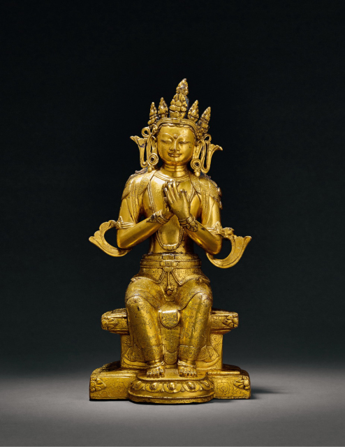 明中期 铜鎏金弥勒菩萨坐像