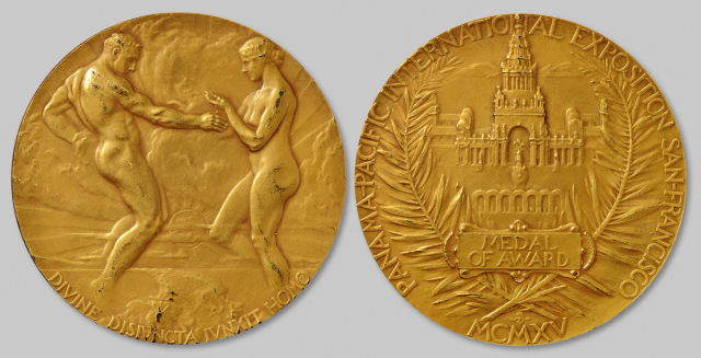 1915年首届万国博览会金奖铜鎏金奖牌