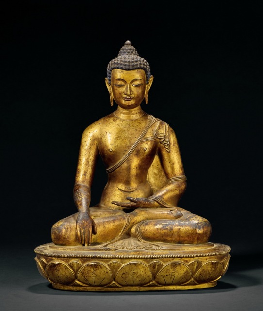 清初(十七世纪) 铜鎏金释迦牟尼佛
