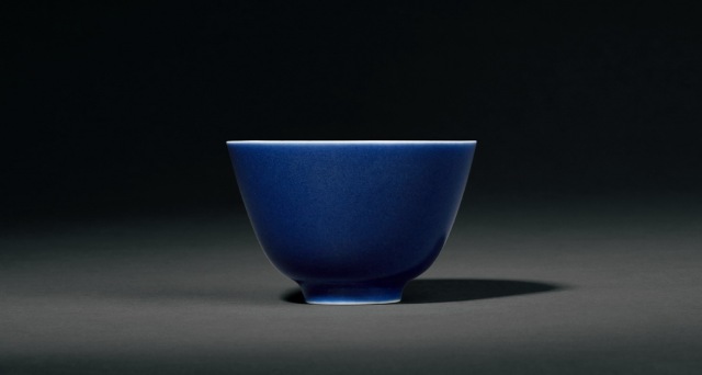 清道光 霁蓝釉杯