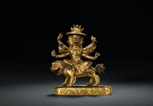  清乾隆(18世纪) 铜鎏金事业王像