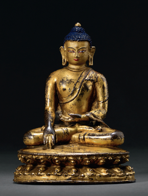  元末明初(14世纪) 铜鎏金释迦牟尼佛坐像