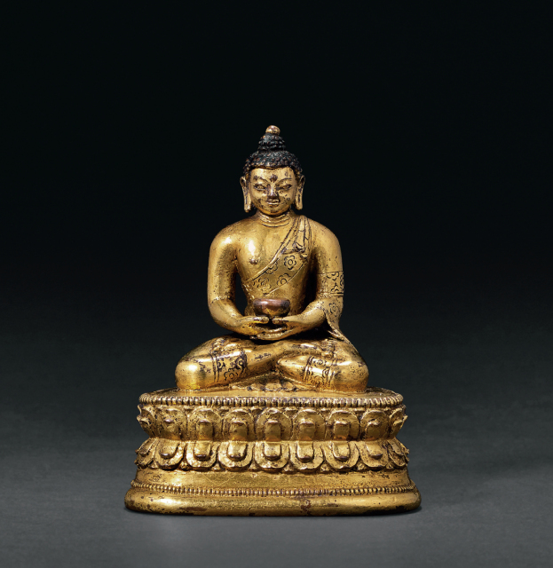  清初(17世纪) 铜鎏金释迦牟尼佛坐像