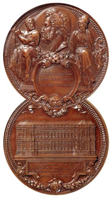 1845年法国巴黎市政厅新建纪念大型铜章/PCGS SP64BN