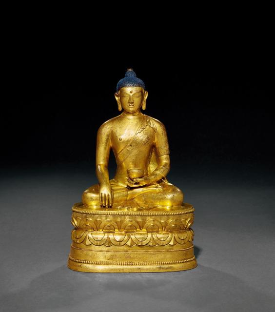 清早期（17世纪后半） 铜鎏金释迦牟尼佛