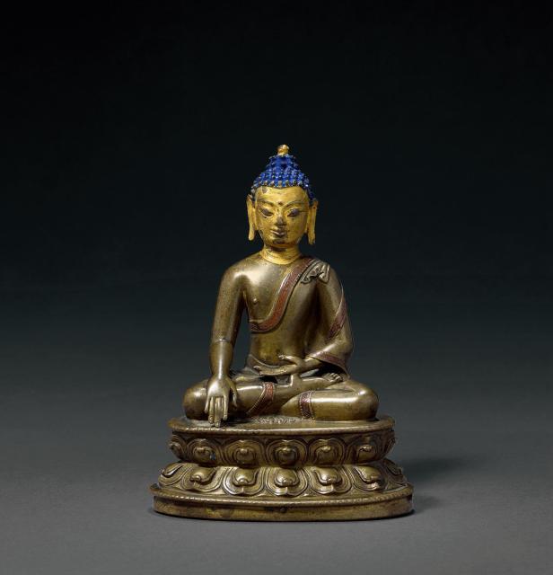 明早期（15世纪） 铜嵌红铜释迦牟尼佛