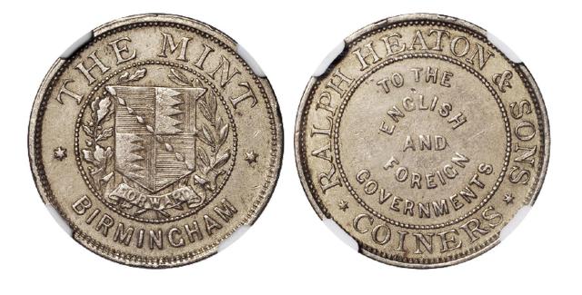 十九世纪末英国伯明翰喜敦造币厂镍质广告章/NGC AU55