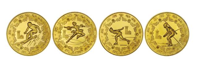 1980年第十三届冬季奥运会纪念铜币四枚全