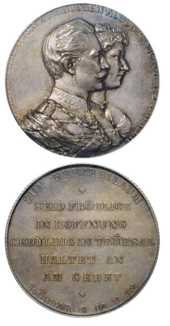 1888-1918年普鲁士威廉二世银婚纪念银章/PCGS SP64