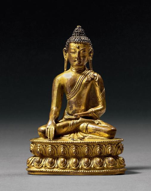 明早期（15世纪） 铜鎏金释迦牟尼佛